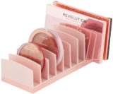 mDesign Plastic Makeup Organizer for Bathroom Countertops, Vanities, Cabinets: Cosmetics Storage Solution for – Eyeshadow Palettes, Contour Kits, Blush, Face Powder – 9 Sections – Light Pink/Rose Gold