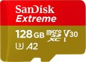 SanDisk 128GB Extreme microSDXC UHS-I Memory Card with Adapter – C10, U3, V30, 4K, A2, Micro SD – SDSQXA1-128G-GN6MA