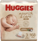 Huggies Nourish & Care Scented Baby Wipes, 3 Flip-Top Packs (168 Wipes Total)